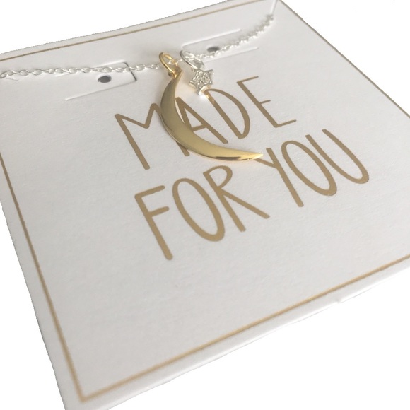 new โพ Wish + Dream โพ925 SS Crescent CZ Necklace โพ - Picture 3 of 5